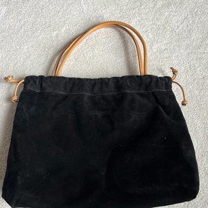 Used once!  Dooney & Bourke  Black Suede Purse with Brown Leather Trim